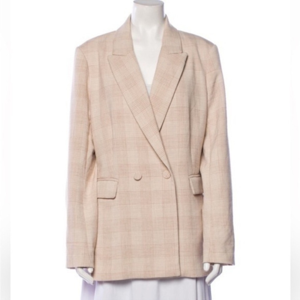 House of Harlow 1960 Blazer Neutral Plaid Print